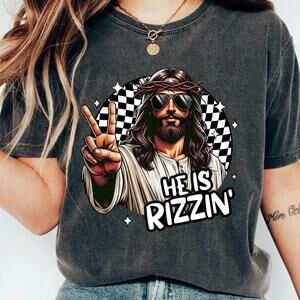 He Is Rizzin Easter T-Shirt Funny Christian Humor Tee